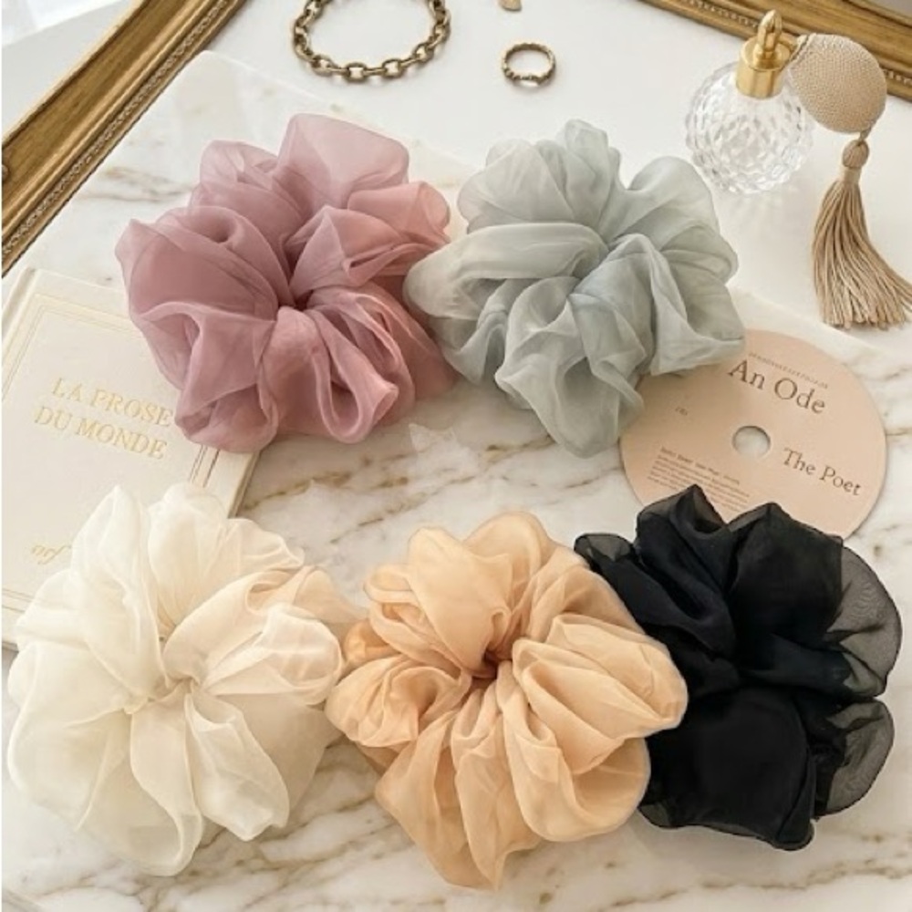 Luxe Organza Chiffon Cloud Scrunchie Set of 5